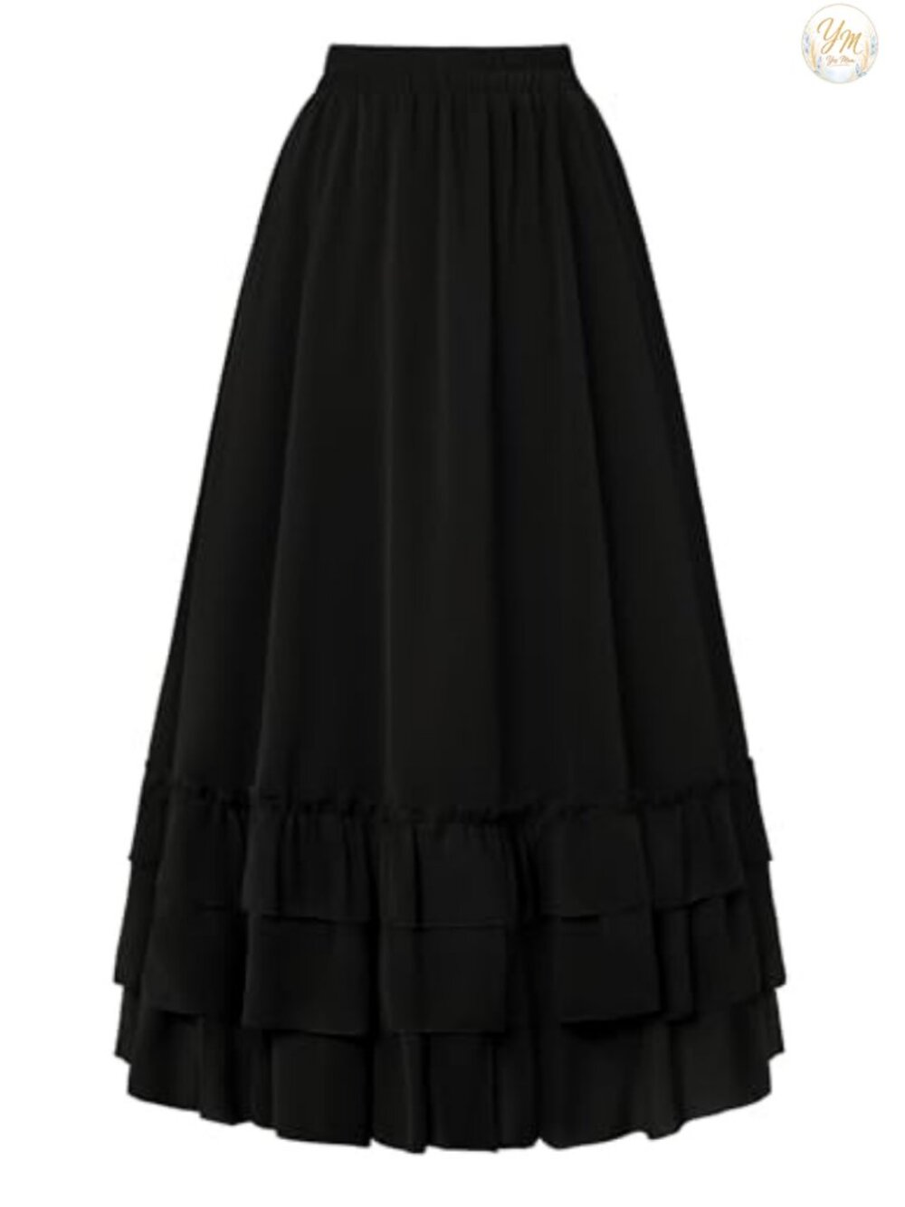 Chiffon Maxi Skirt Tiered Ruffle High Waist A-Line Flowy Long Womens Ren Faire